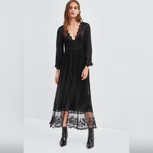 Zara TRF NWT Black Sheer Button Front Slip Duster Top XS